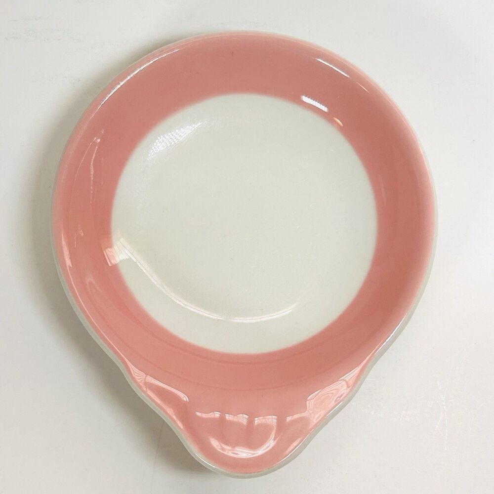 STERLING Vintage MCM Spoon Rest | Rare Pink Salmon | Vitrified China | USA Made